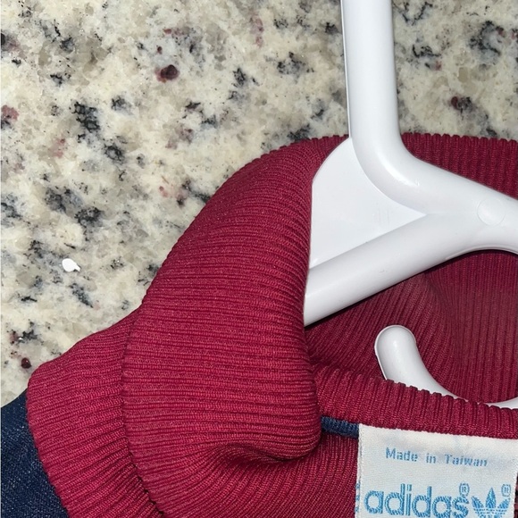 80's vintage Adidas Classical Trefoil Maroon/Navy 3 Stripe Track Jacket - Picture 3 of 3